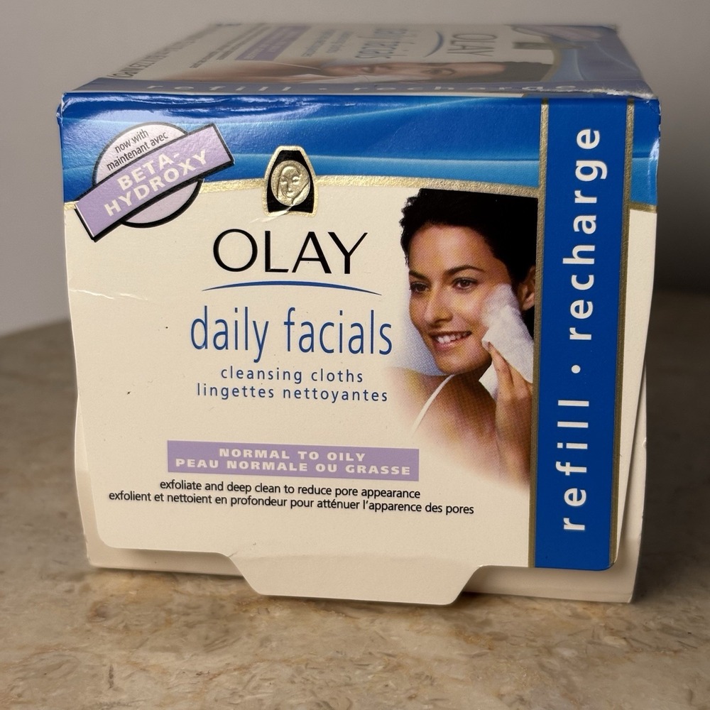 OLAY Daily Facials 30 Cleansing Cloths Refill- Normal to Oily BHA RARE
